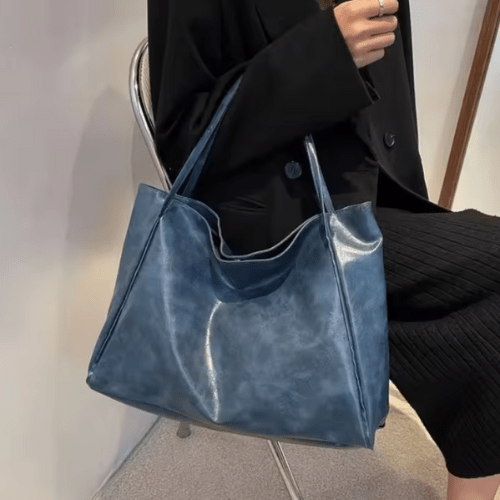 Levoire | Grand sac à main en cuir pour dames, sac à bandoulière, shopper bordeaux Bleu