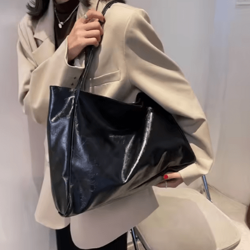Levoire | Grand sac à main en cuir pour dames, sac à bandoulière, shopper bordeaux Noir