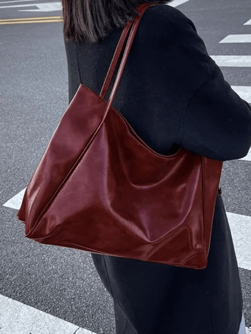 Levoire | Grand sac à main en cuir pour dames, sac à bandoulière, shopper bordeaux Bordeaux Rouge