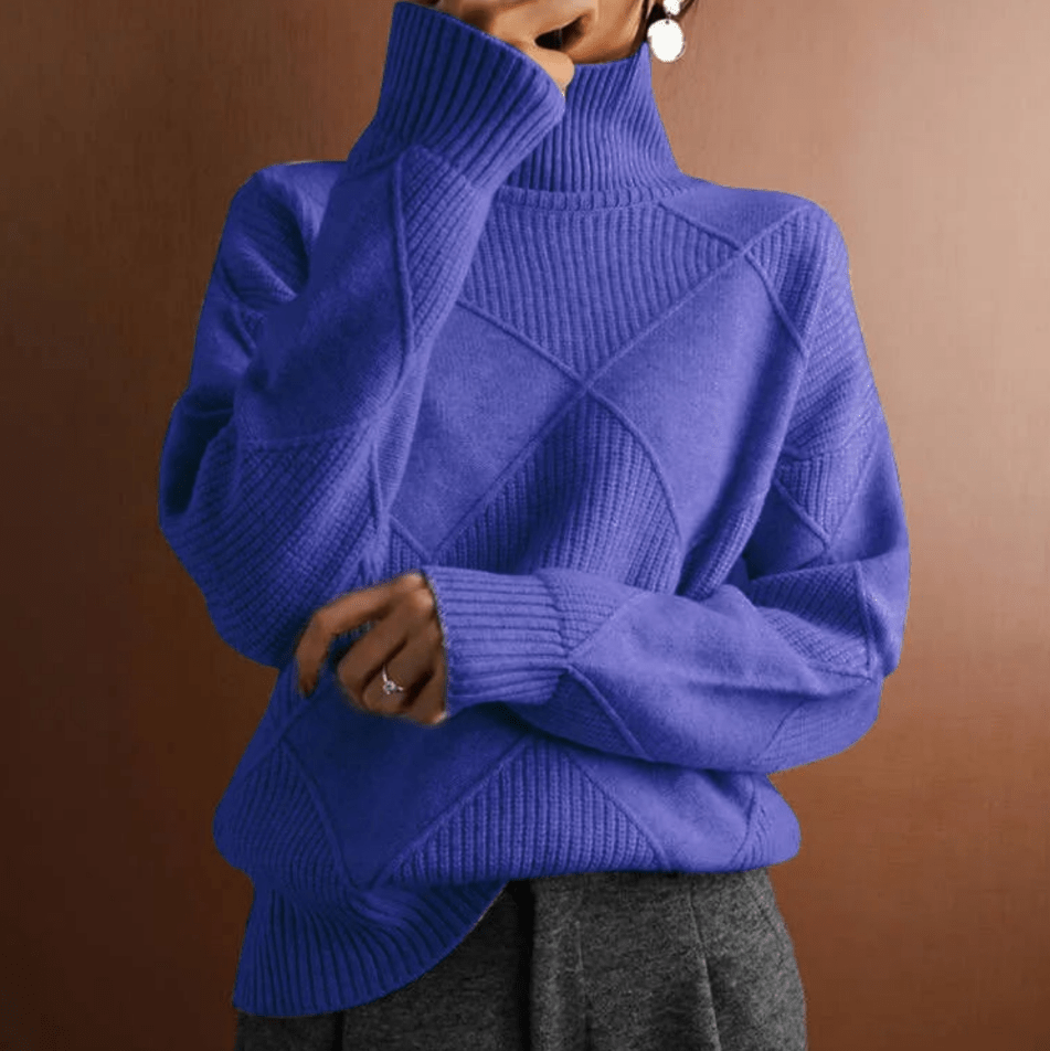 Levoire | Pull Col Roulé Grande Taille Femme Décontracté Bleu