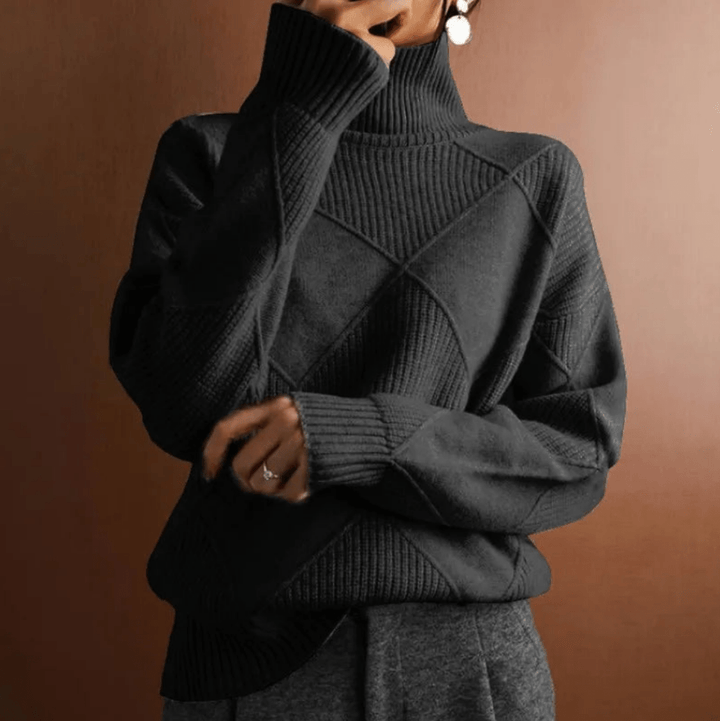 Levoire | Pull Col Roulé Grande Taille Femme Décontracté Noir