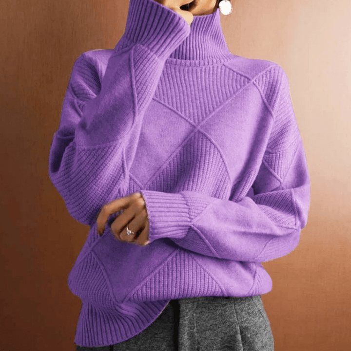 Levoire | Pull Col Roulé Grande Taille Femme Décontracté Lilas