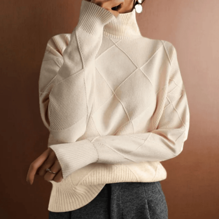 Levoire | Pull Col Roulé Grande Taille Femme Décontracté Beige