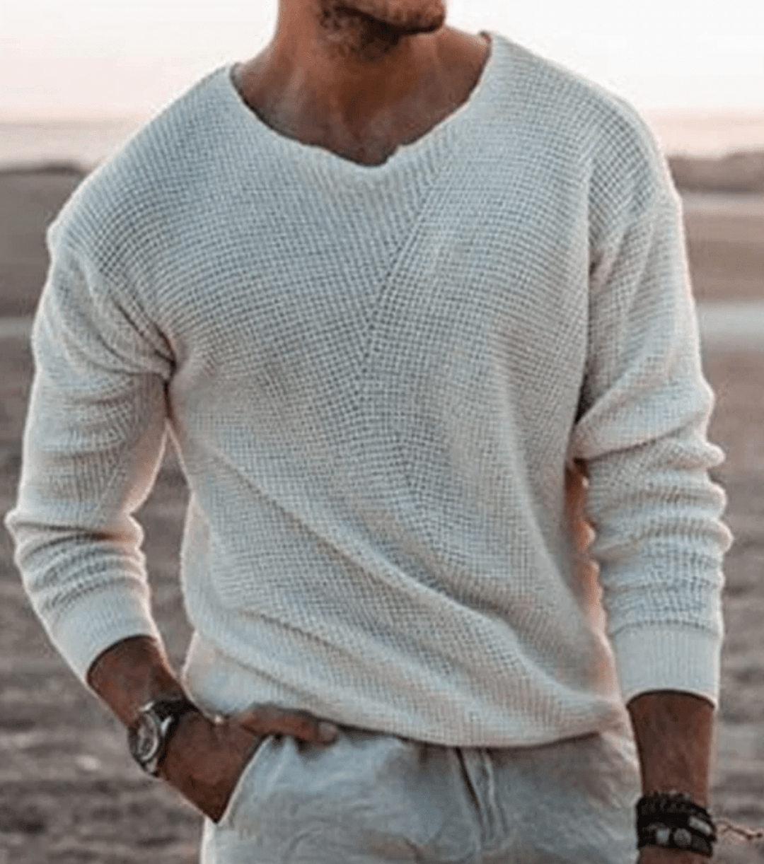 Levoire | Pull élégant pour hommes Blanc crème