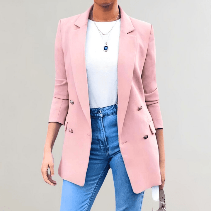 Levoire | Veste Femme Carreaux Longue Élégante Confort Rosa