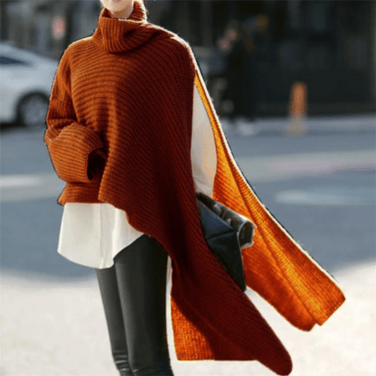 Levoire | Poncho asymétrique tressé avec col montant Rot