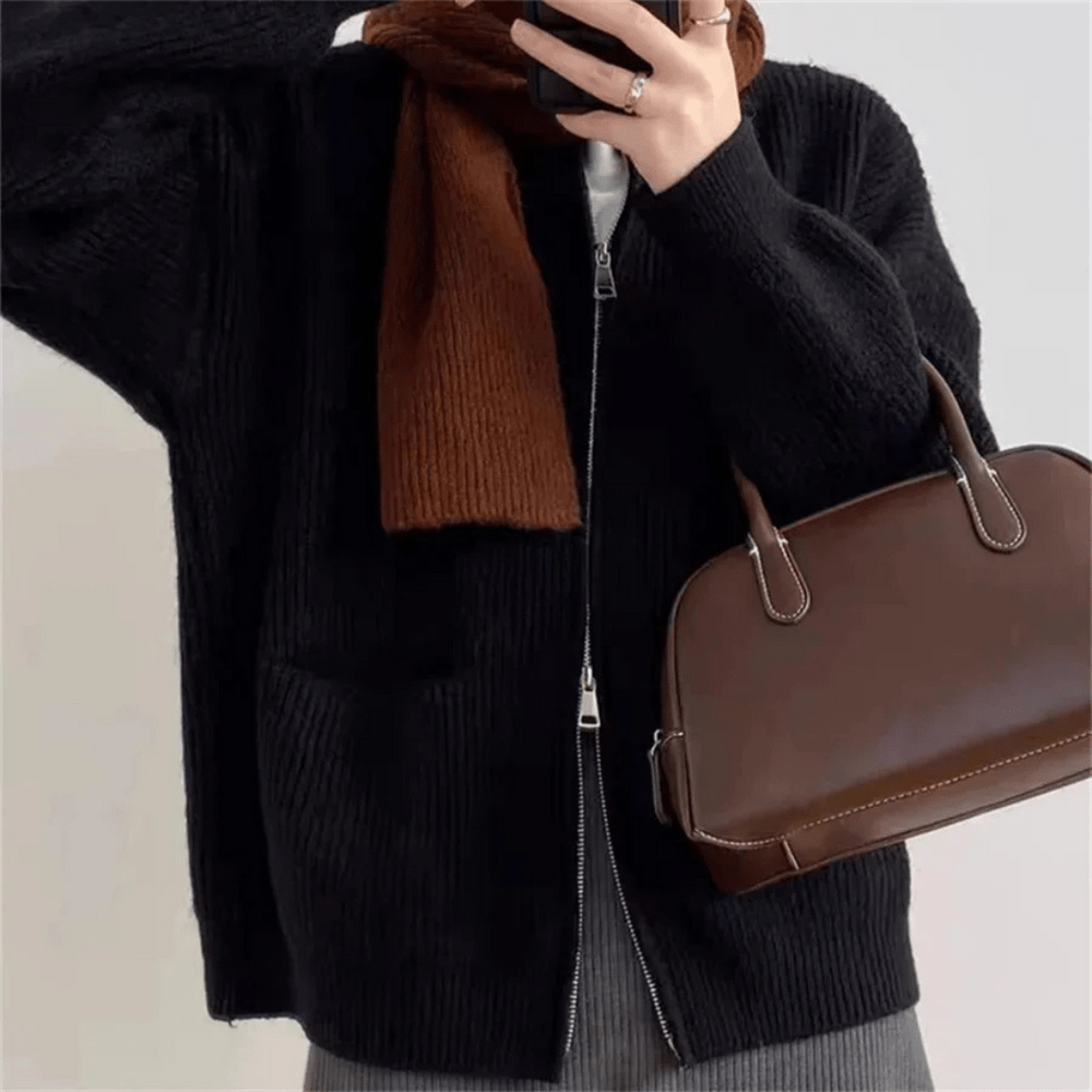 Levoire | Gilet en maille surdimensionné élégant pull femme jumper pull Noir Une taille