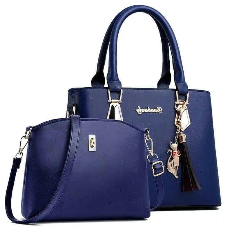 Levoire | Melissa Cuir Sacs Ensemble : Sac Fourre-Tout En Simili Cuir Polyvalent, Sac À Bandoulière, Sac À Poignet Bleu