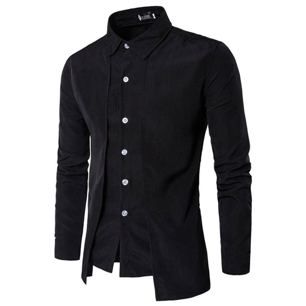 Levoire | Chemise De Smoking En Coton Pour Hommes Avec Manches Normales Et Col Rabattu Noir