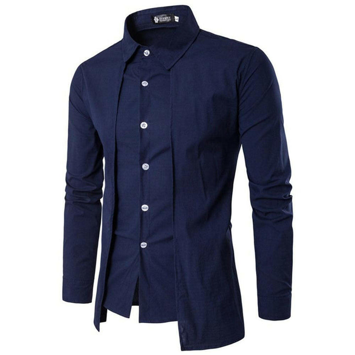 Levoire | Chemise De Smoking En Coton Pour Hommes Avec Manches Normales Et Col Rabattu Bleu marine