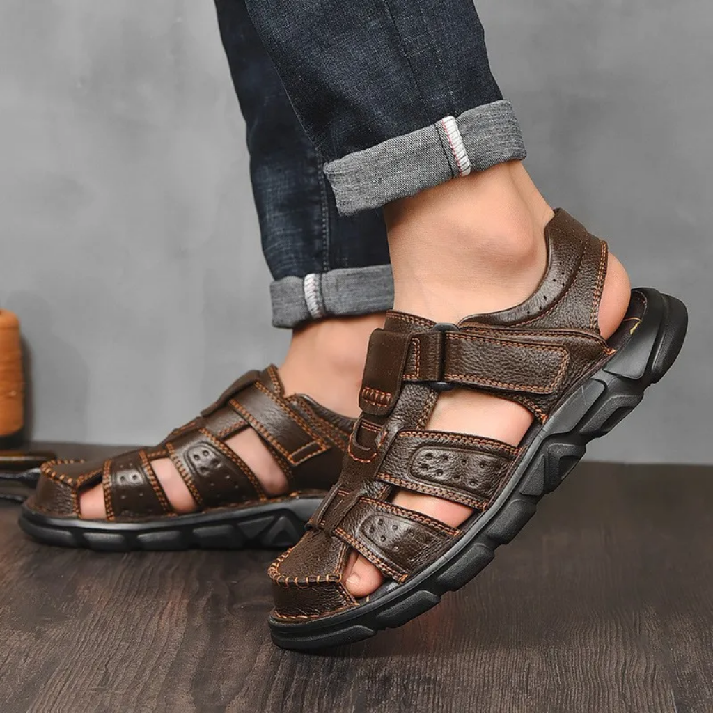 Levoire | Sandales D'Été En Cuir Pour Hommes Braun
