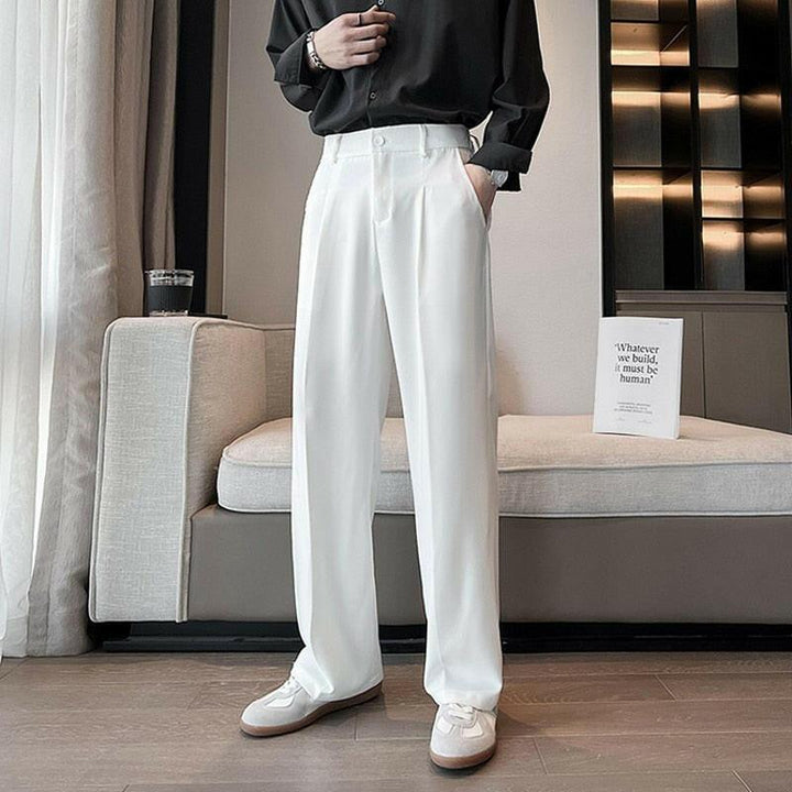 Levoire | Pantalon Large Décontracté Taille Haute Pour Hommes Pour Un Confort Ultime Blanc