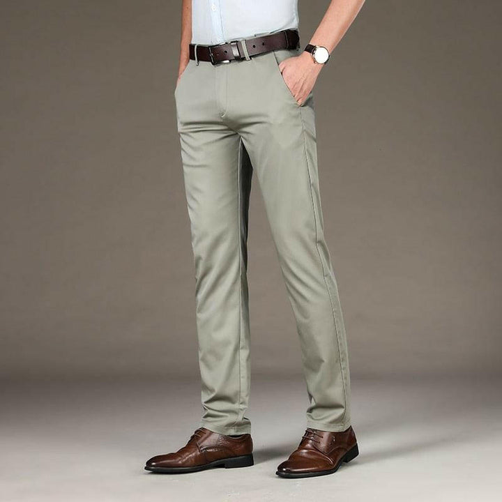 Levoire | Hommes Pantalon De Loisirs Léger Et Smart En Mélange De Lyocell Gris khaki