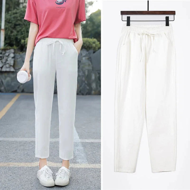 Levoire | Coton Lin Pantalons Pour Femmes Blanc