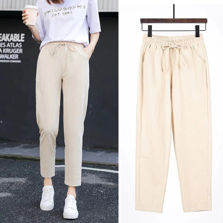 Levoire | Coton Lin Pantalons Pour Femmes Beige