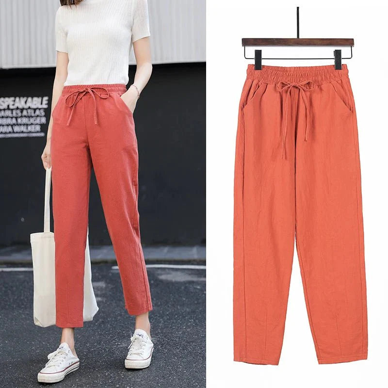 Levoire | Coton Lin Pantalons Pour Femmes Rot