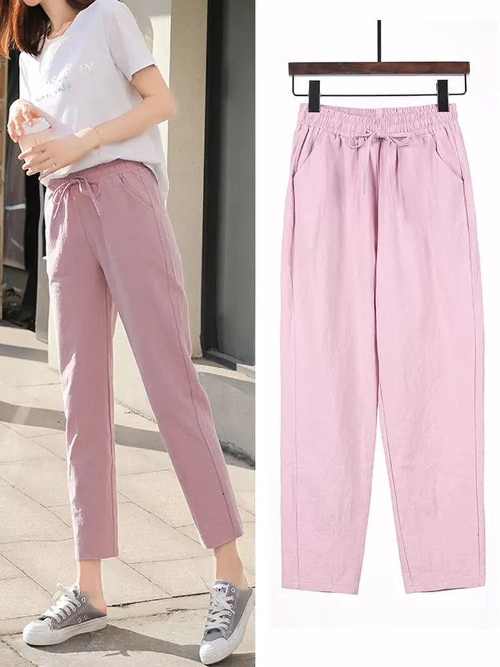 Levoire | Coton Lin Pantalons Pour Femmes Rosa