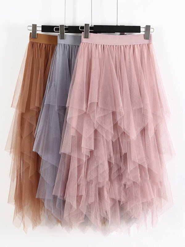 Levoire | Insert en filet - robe midi uni à taille haute flatteuse à jupe de fée