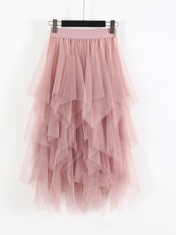 Levoire | Insert en filet - robe midi uni à taille haute flatteuse à jupe de fée Rosa F
