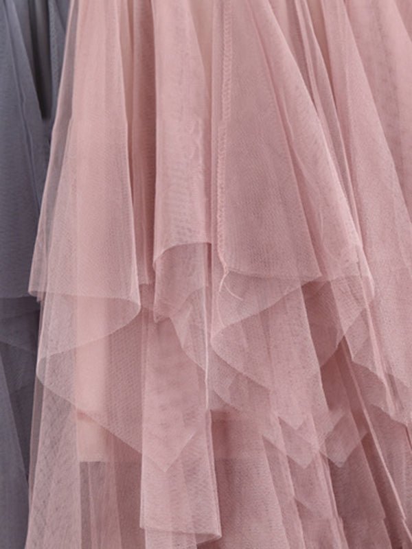 Levoire | Insert en filet - robe midi uni à taille haute flatteuse à jupe de fée