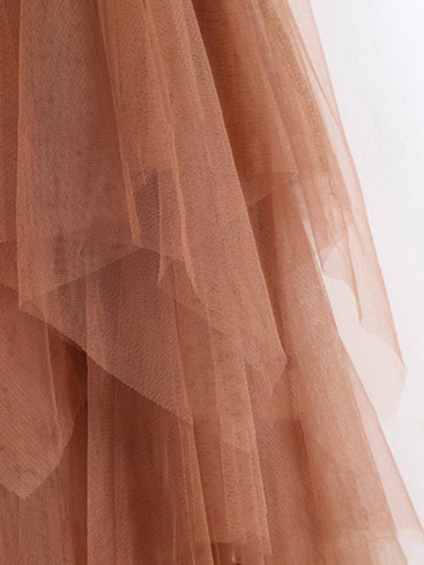 Levoire | Insert en filet - robe midi uni à taille haute flatteuse à jupe de fée