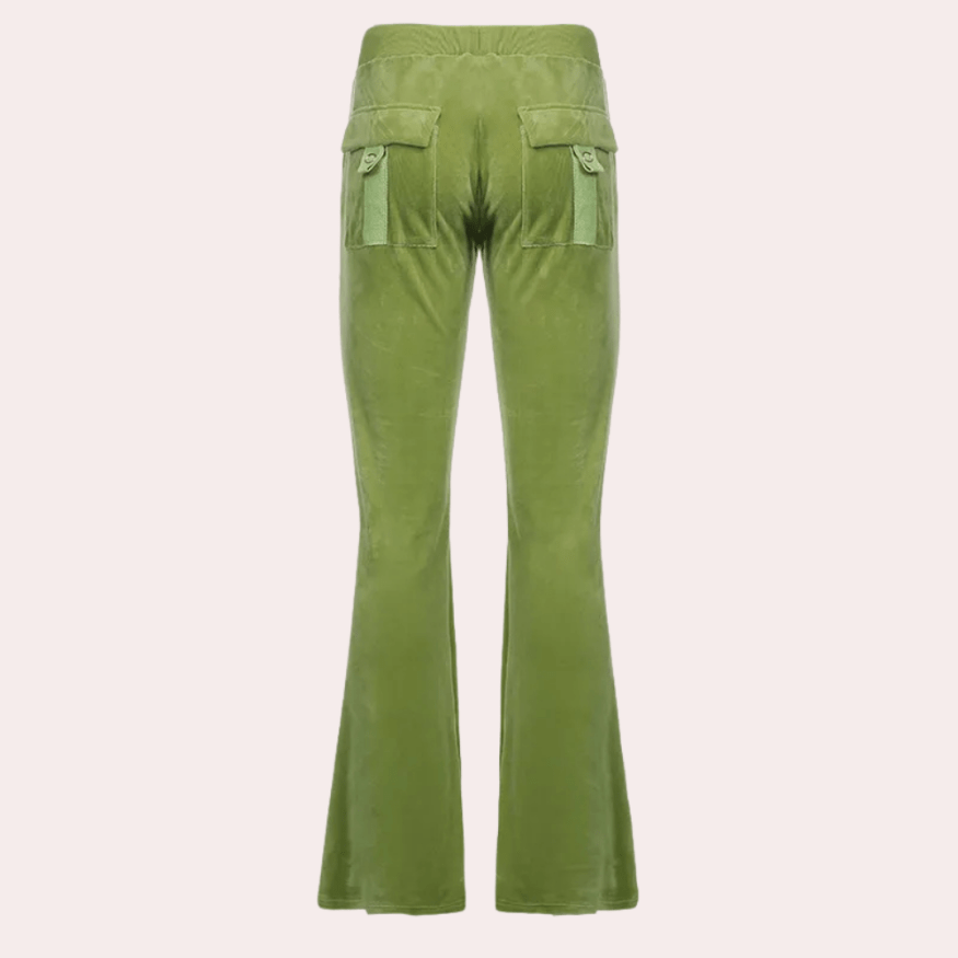 Levoire | Pantalon Flare Vert Luxe Femme Confortable et Raffiné
