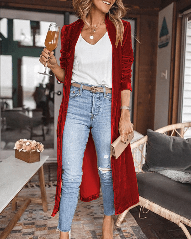Levoire | Longue Veste Velours Chic Femme Rot
