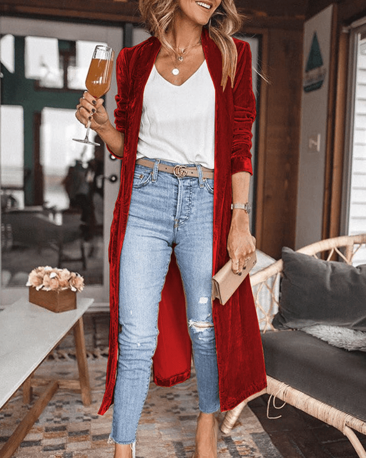 Levoire | Longue Veste Velours Chic Femme Rot