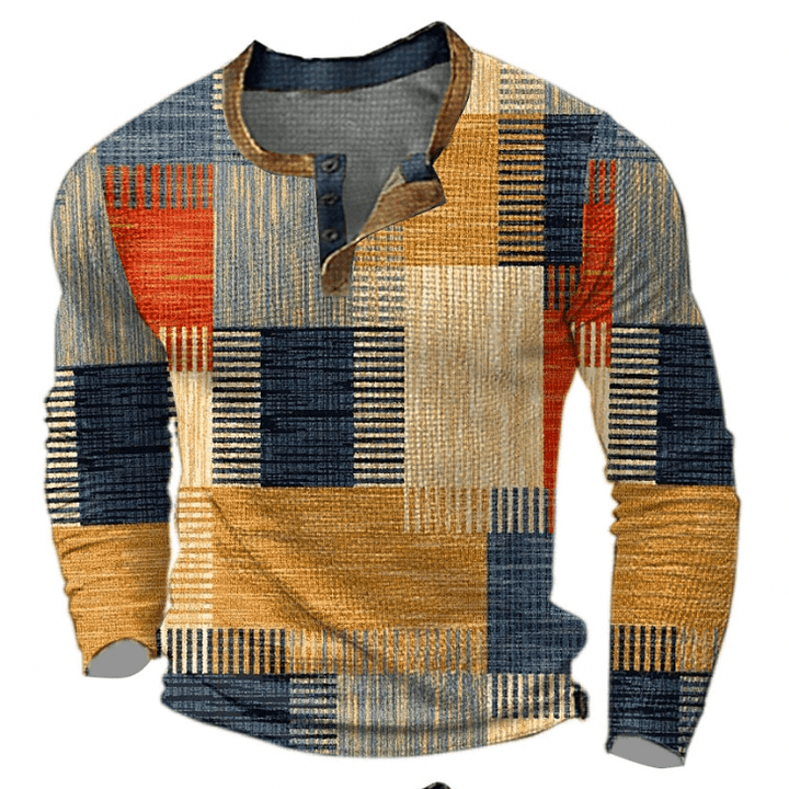 Levoire | Pull Confortable Carreaux Homme Orange