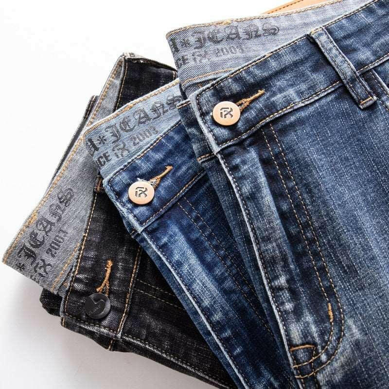 Levoire | Taille Mi-Hauteur Droit Décontracté Jean Gris Pleine Longueur