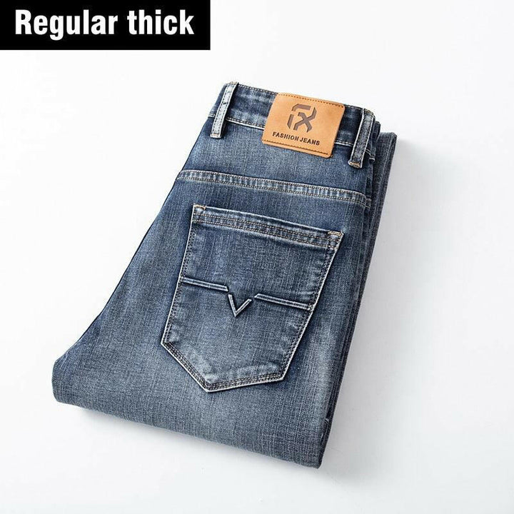 Levoire | Taille Mi-Hauteur Droit Décontracté Jean Gris Pleine Longueur Bleu gris régulier