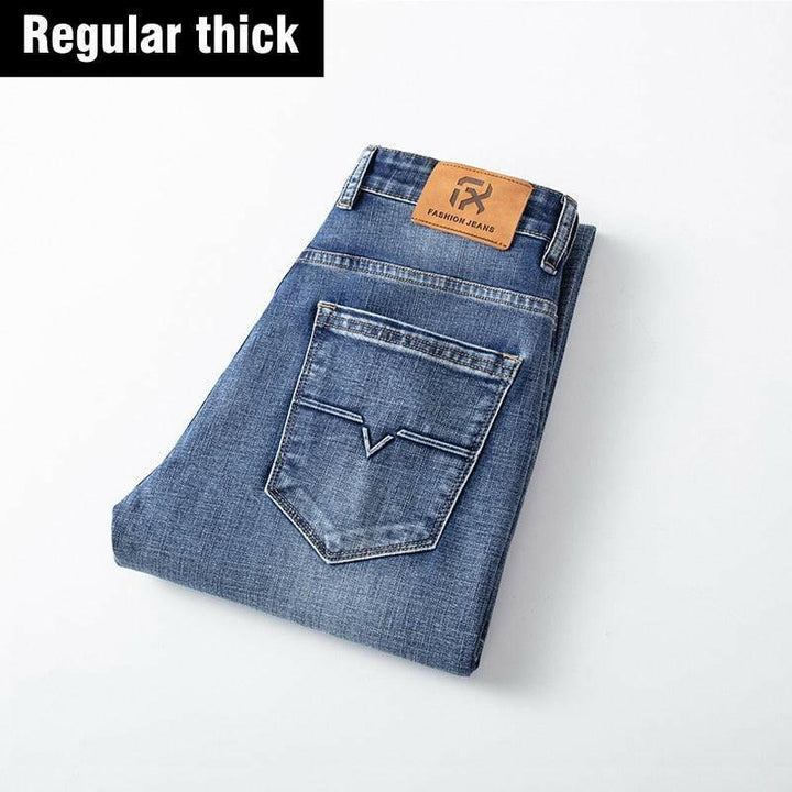 Levoire | Taille Mi-Hauteur Droit Décontracté Jean Gris Pleine Longueur Régulier-Vintage bleu