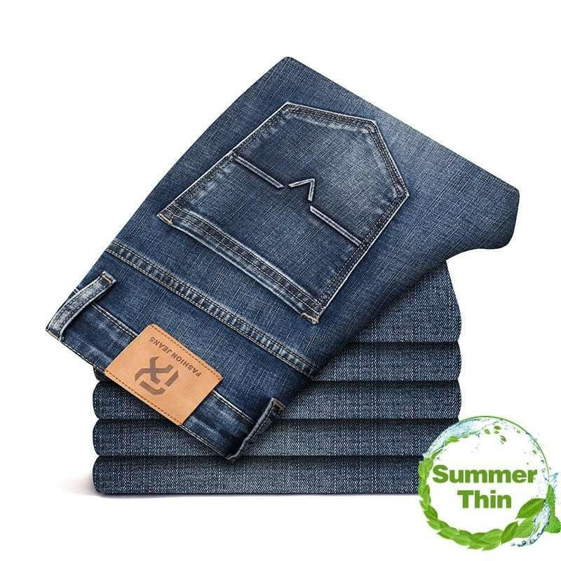 Levoire | Taille Mi-Hauteur Droit Décontracté Jean Gris Pleine Longueur Mince-Bleu gris