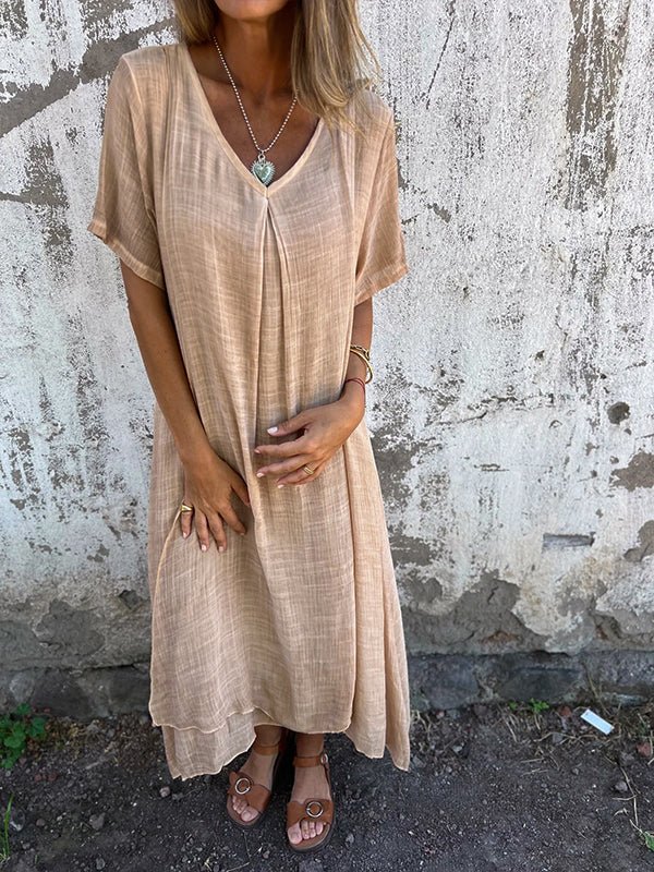 Levoire | Robe Midi À Décolleté En V Abricot
