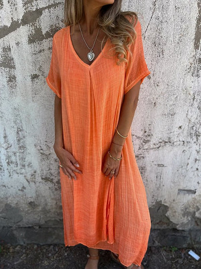 Levoire | Robe Midi À Décolleté En V Orange