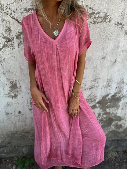 Levoire | Robe Midi À Décolleté En V Rosa