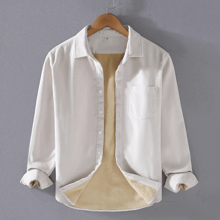 Levoire | Chemise en velours côtelé à la mode pour hommes Design classique Blanc