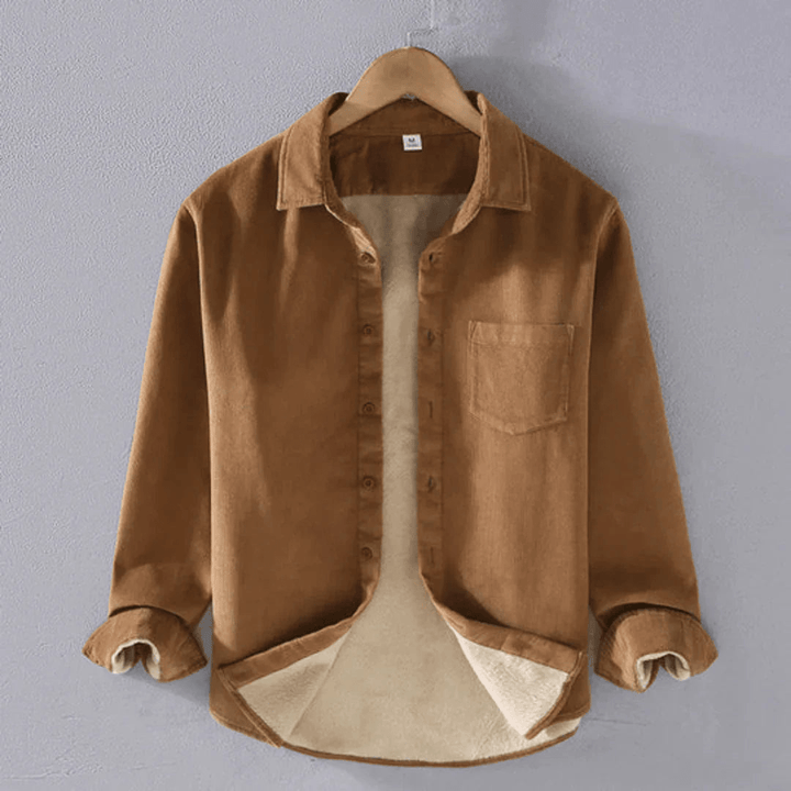 Levoire | Chemise en velours côtelé à la mode pour hommes Design classique Braun