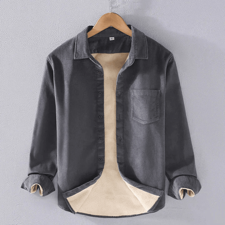 Levoire | Chemise en velours côtelé à la mode pour hommes Design classique Gris