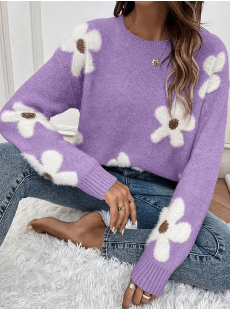 Levoire | Pullover Femme Tricot Côtes Chaud Confort Lilas