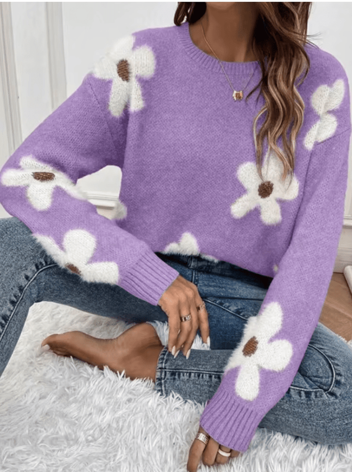 Levoire | Pullover Femme Tricot Côtes Chaud Confort Lilas
