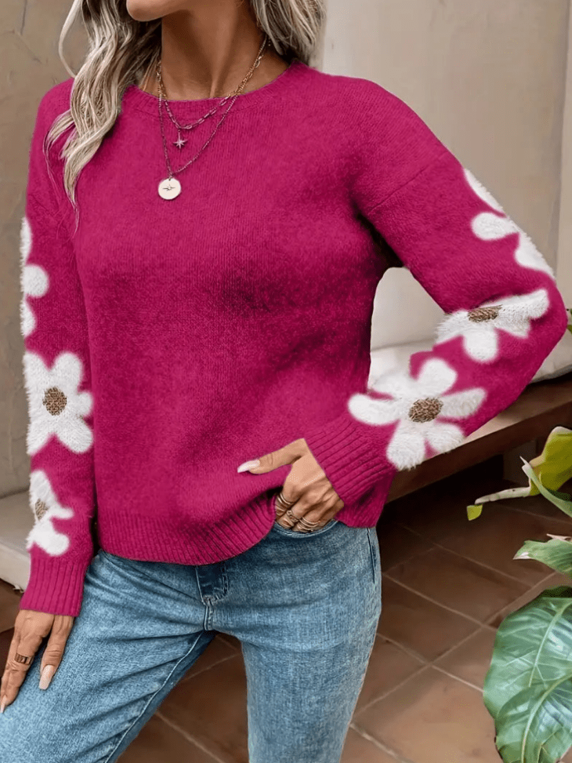 Levoire | Pullover Femme Tricot Côtes Chaud Confort Rose foncé