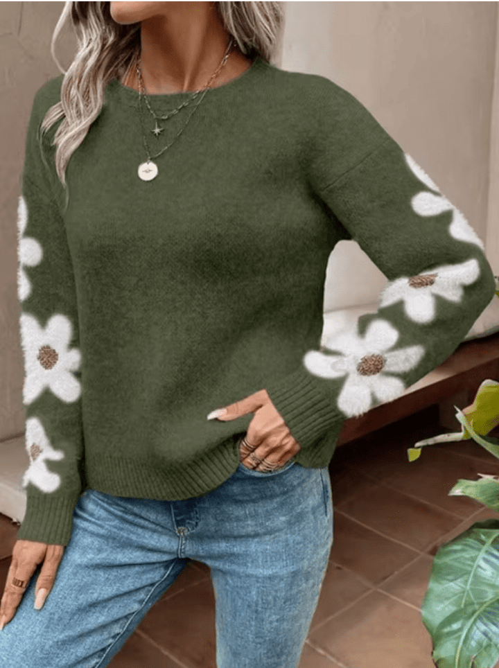 Levoire | Pullover Femme Tricot Côtes Chaud Confort Vert foncé