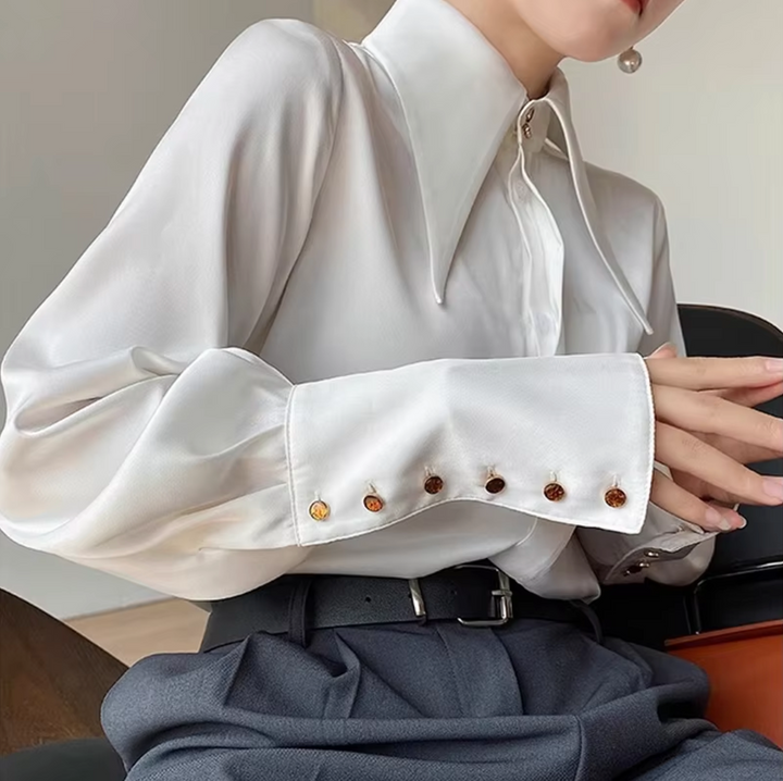 Levoire | Élégante Blouse En Satin À Manches Longues Pour Femmes Luxueuse, Stylée Et Polyvalente
