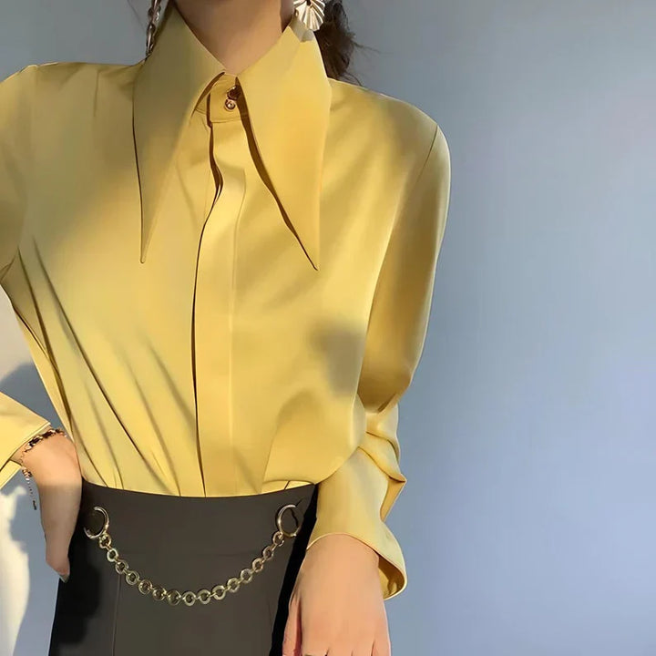 Levoire | Élégante Blouse En Satin À Manches Longues Pour Femmes Luxueuse, Stylée Et Polyvalente
