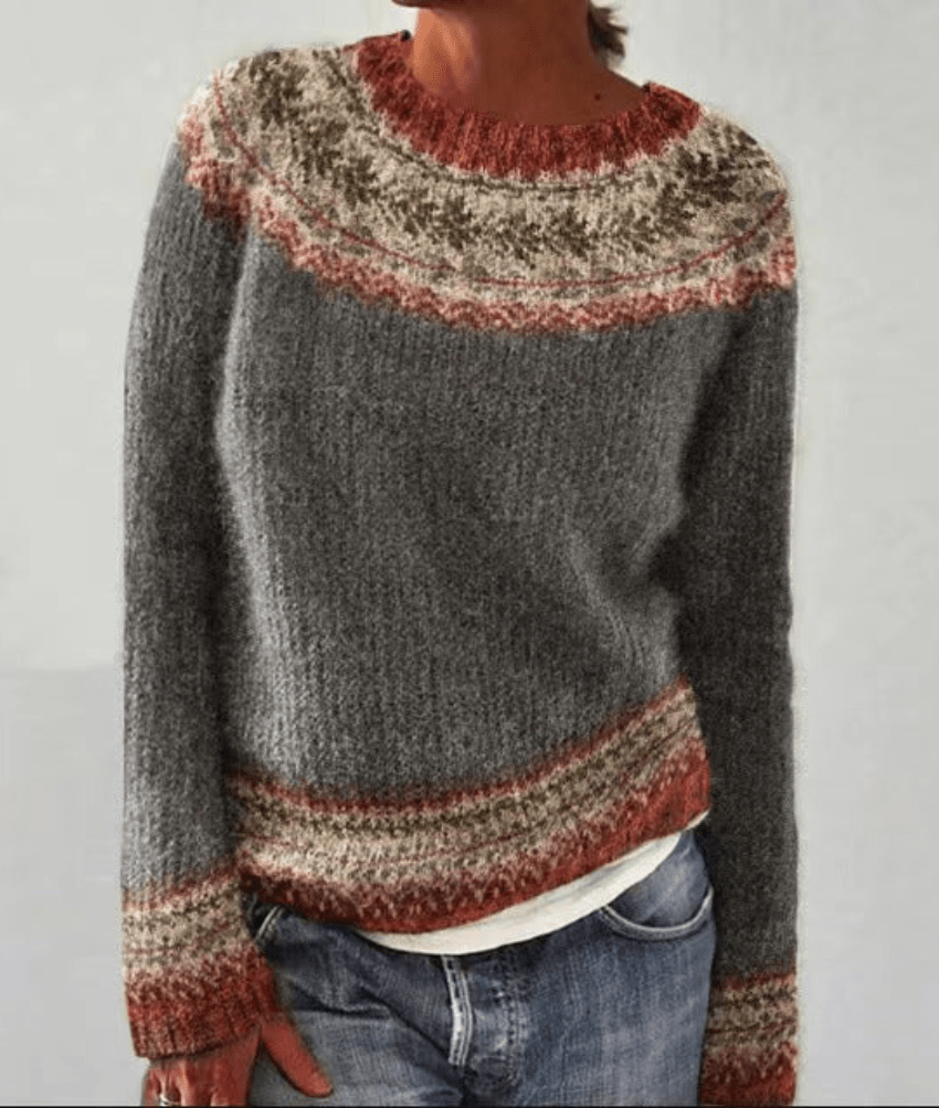 Levoire | Femmes Pull Rétro Vêtements Style Confortable & Tendance Gris Rouge