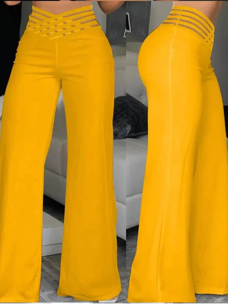 Levoire | Pantalon Taille Haute Élégant Jaune