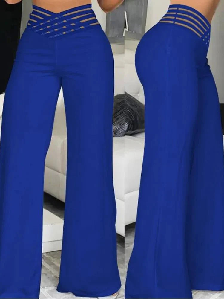 Levoire | Pantalon Taille Haute Élégant Bleu