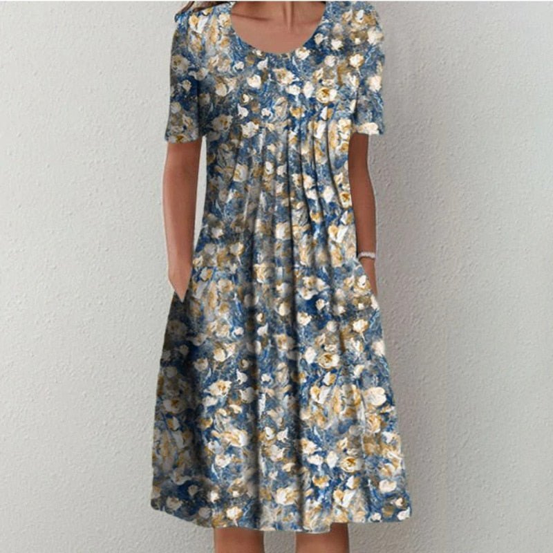 Levoire | Robe D'Été Avec Des Motifs Tendance Bleu