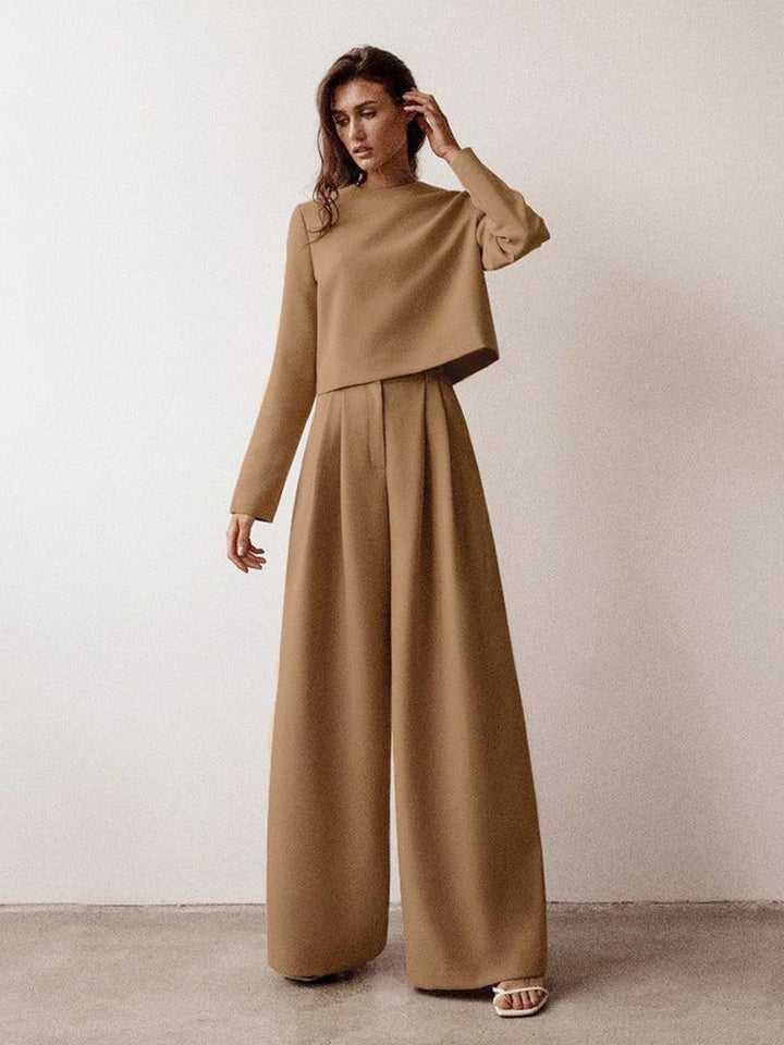 Levoire | Haut Rembourré Avec Manches Longues Et Pantalon Large Pour Femmes Braun